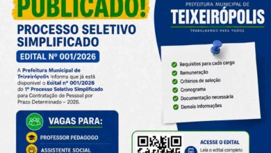 Teixeirópolis abre edital para 4 vagas em concurso com salários até R$ 9.726