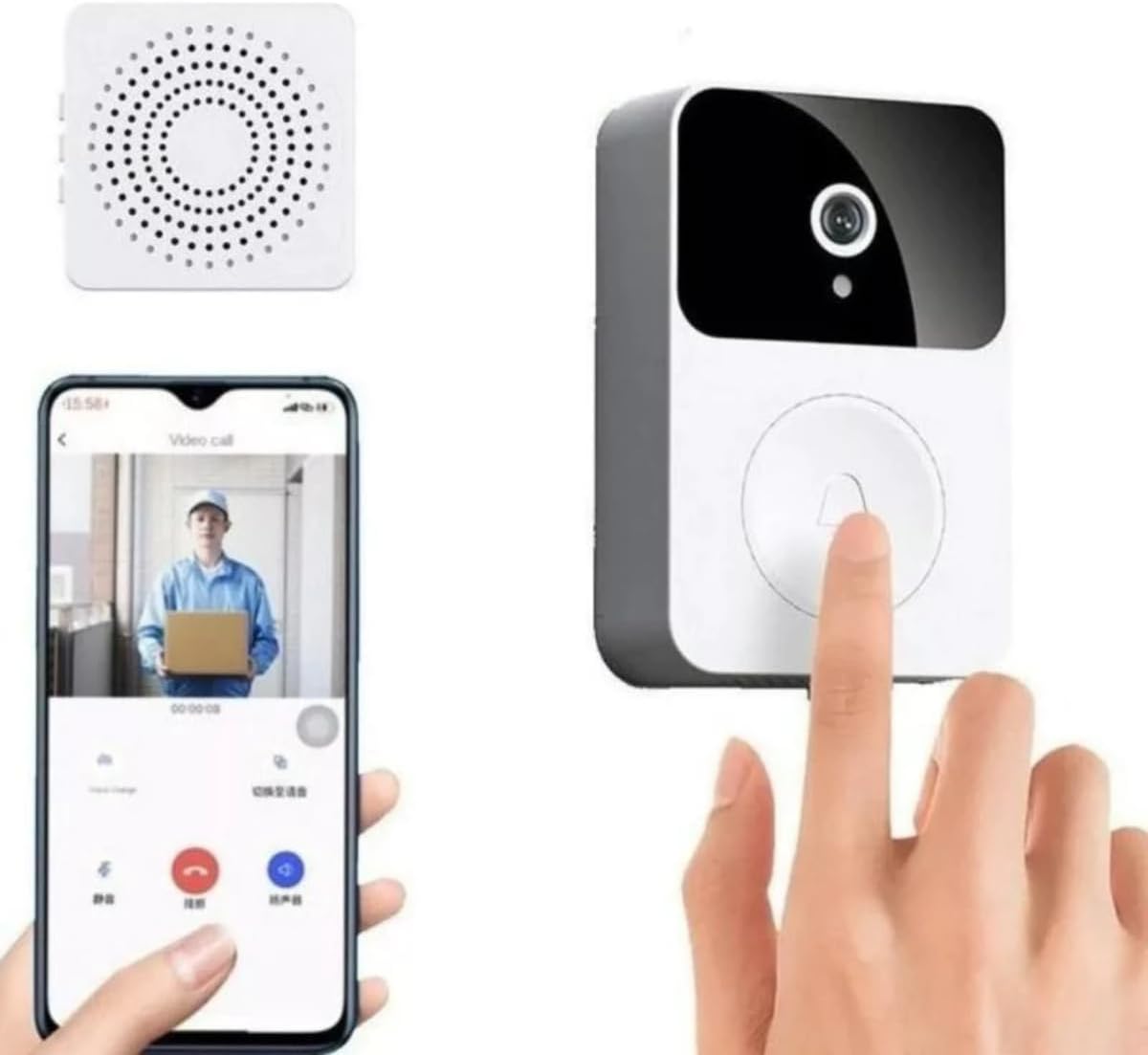 Campainha Inteligente Sem Fio: Monitoramento em Tempo Real com Câmera, Áudio e Visão Noturna