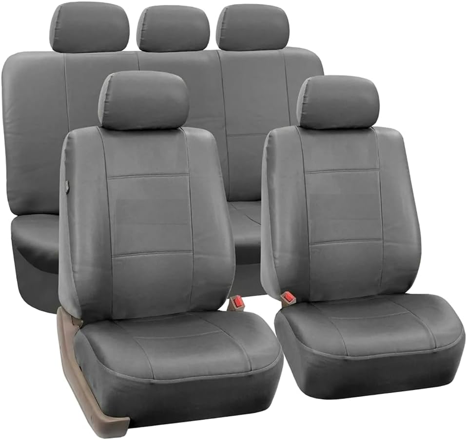 Descubra o Conforto do Jogo de Capa Banco Carro Universal em Couro Automotivo Cinza