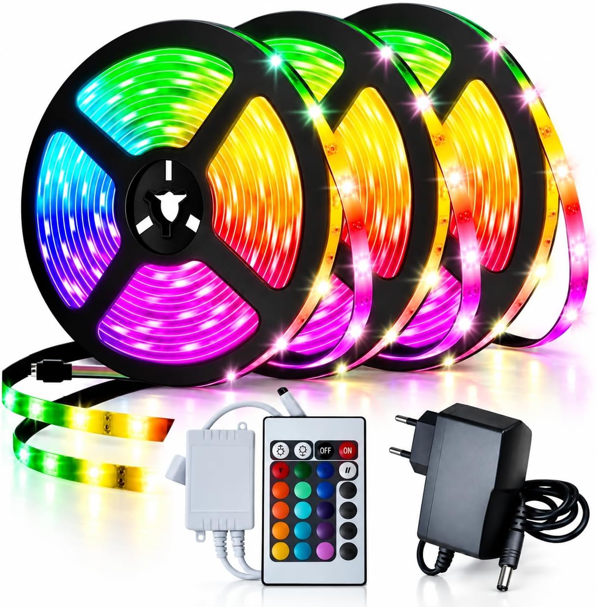 Transforme Seu Espaço com Fita LED 5 Metros RGB 5050 IP65: Kit Completo com Controle e Fonte