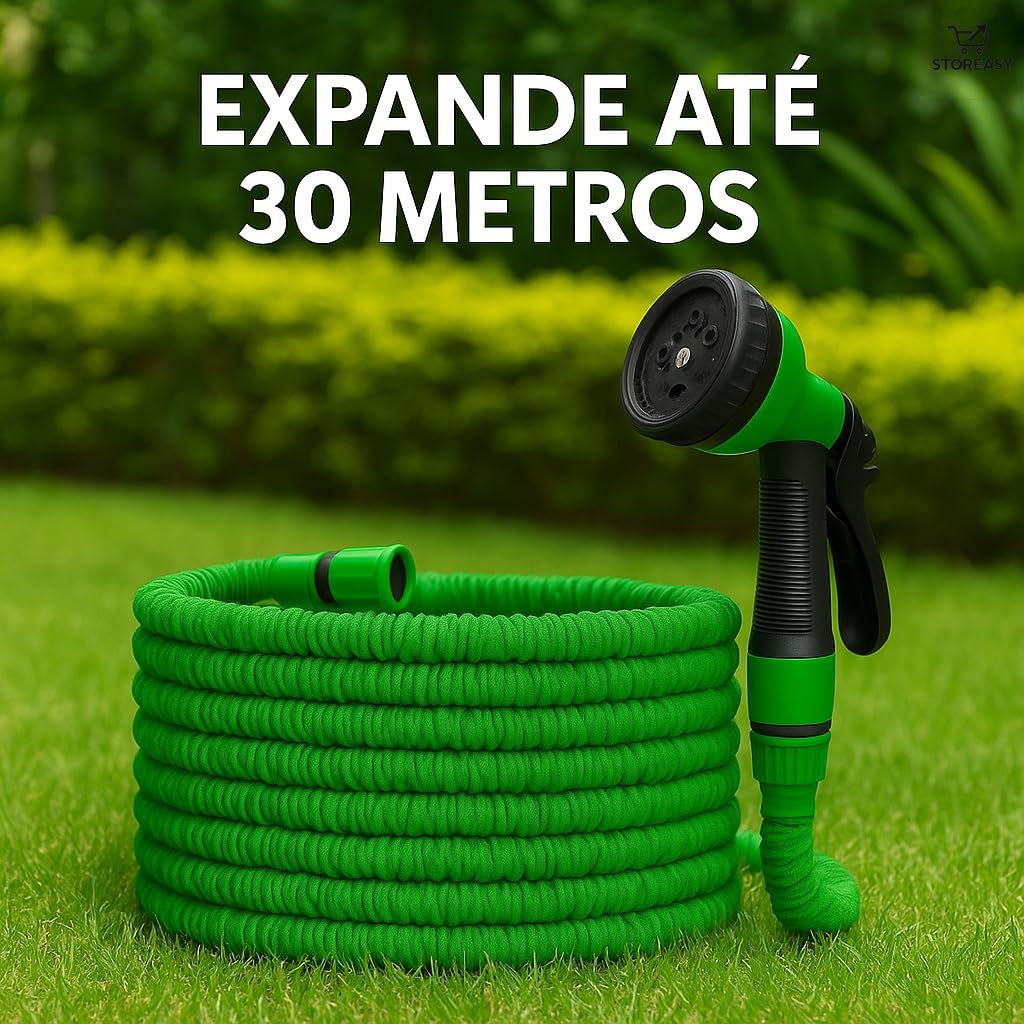 Descubra a Mangueira Extensível de 30 Metros: Ideal para Jardim, Quintal e Carro!