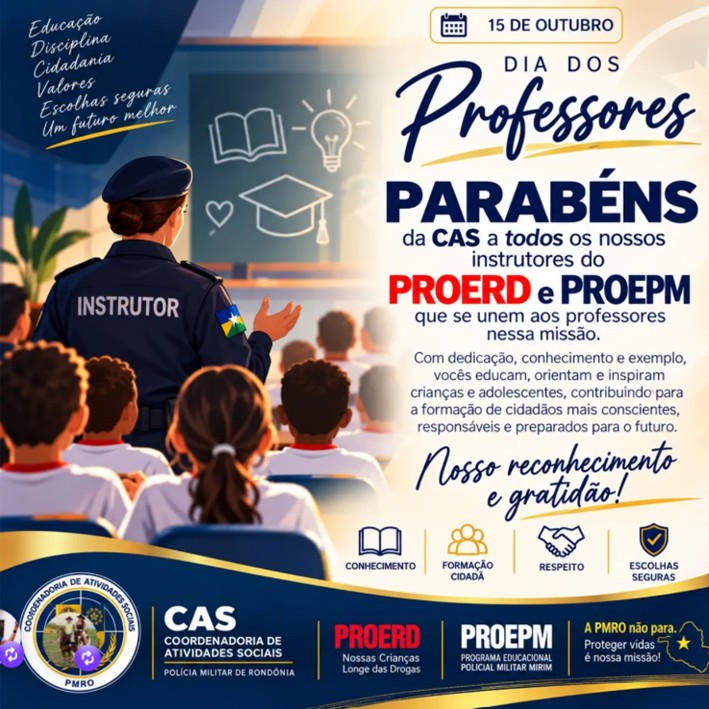 Polícia Militar de Rondônia homenageia professores com programas de formação cidadã