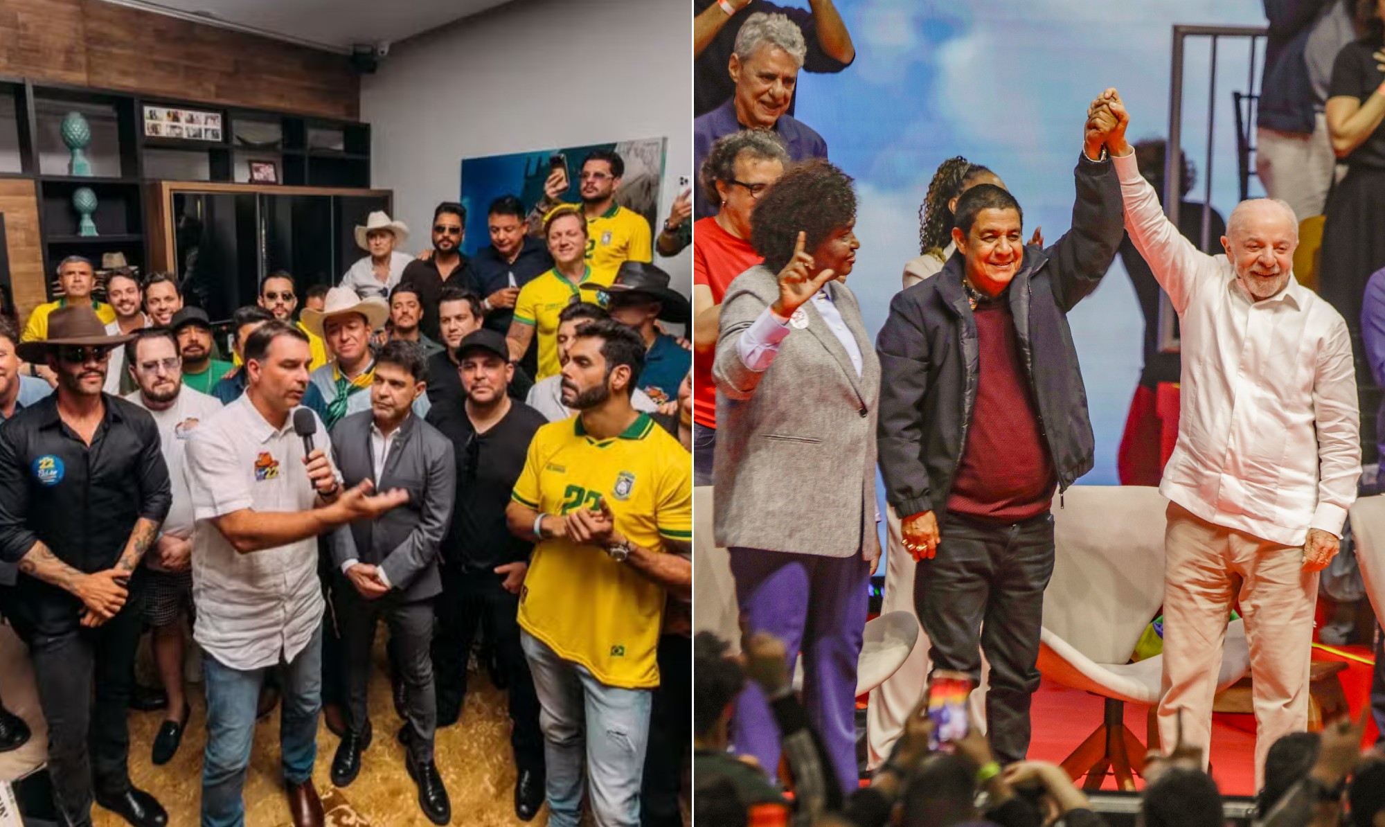 Celebrações de artistas e influenciadores aquecem disputa polarizada entre Lula e Flávio