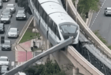 Guindaste cai em SP e interrompe operação da Linha 15-Prata do Monotrilho