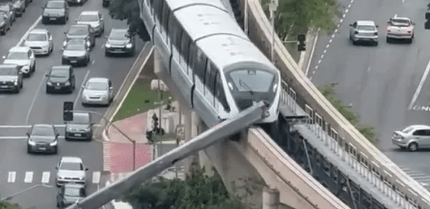 Guindaste cai em SP e interrompe operação da Linha 15-Prata do Monotrilho
