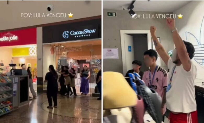 Vendedores da Adidas e Cacau Show celebram vitória de Lula em Manaus Vendedores da Adidas e Cacau Show celebram vitória de Lula em Manaus